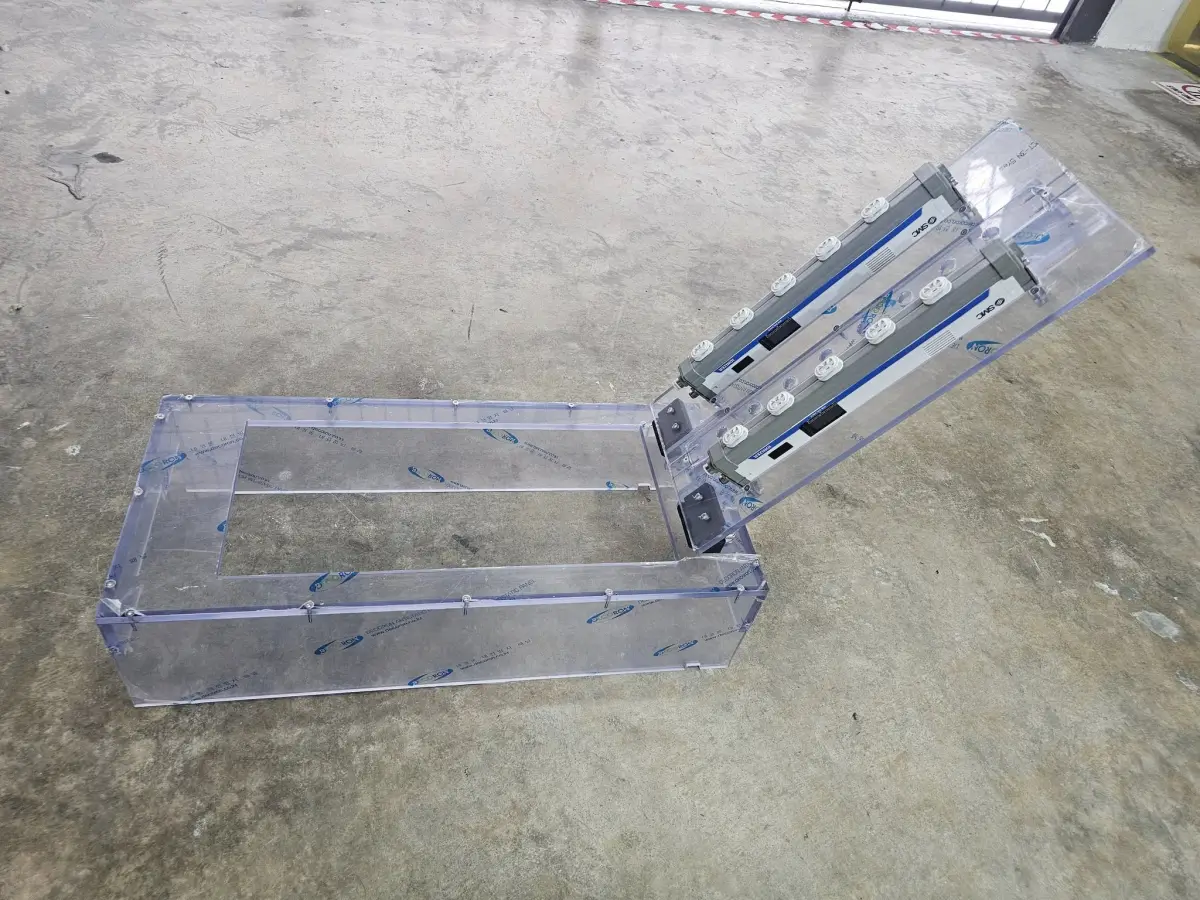 Clear ESD PC custom fabrication jig with formed components