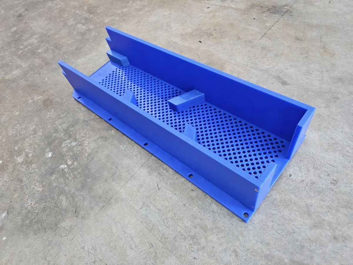 Blue MC Nylon filtration jig with perforated working surface