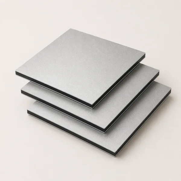 Aluminium composite panel sheets with metallic surface and dark composite core